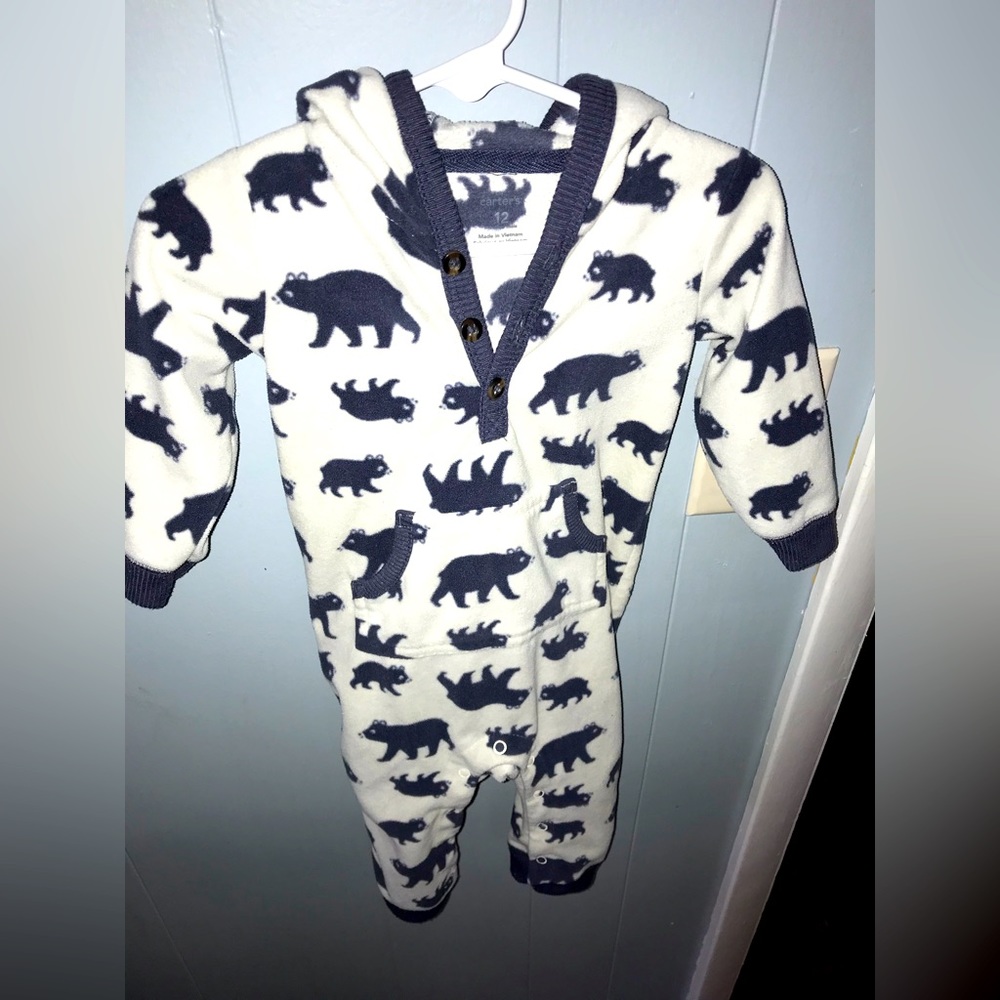 Carters size 12 month Hooded Fleece Pajamas